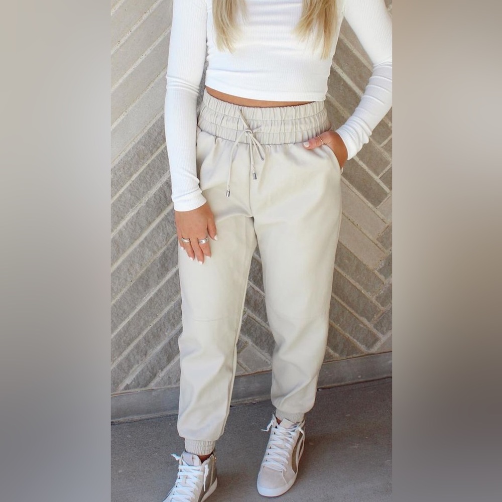 Faux leather joggers